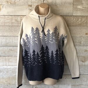 Parkhurst Cotton Country Trees Silhouette pullover Sweater